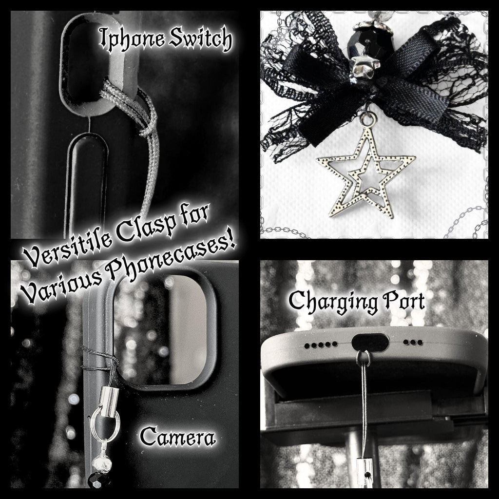 Gothic Star Lace Phone Charm