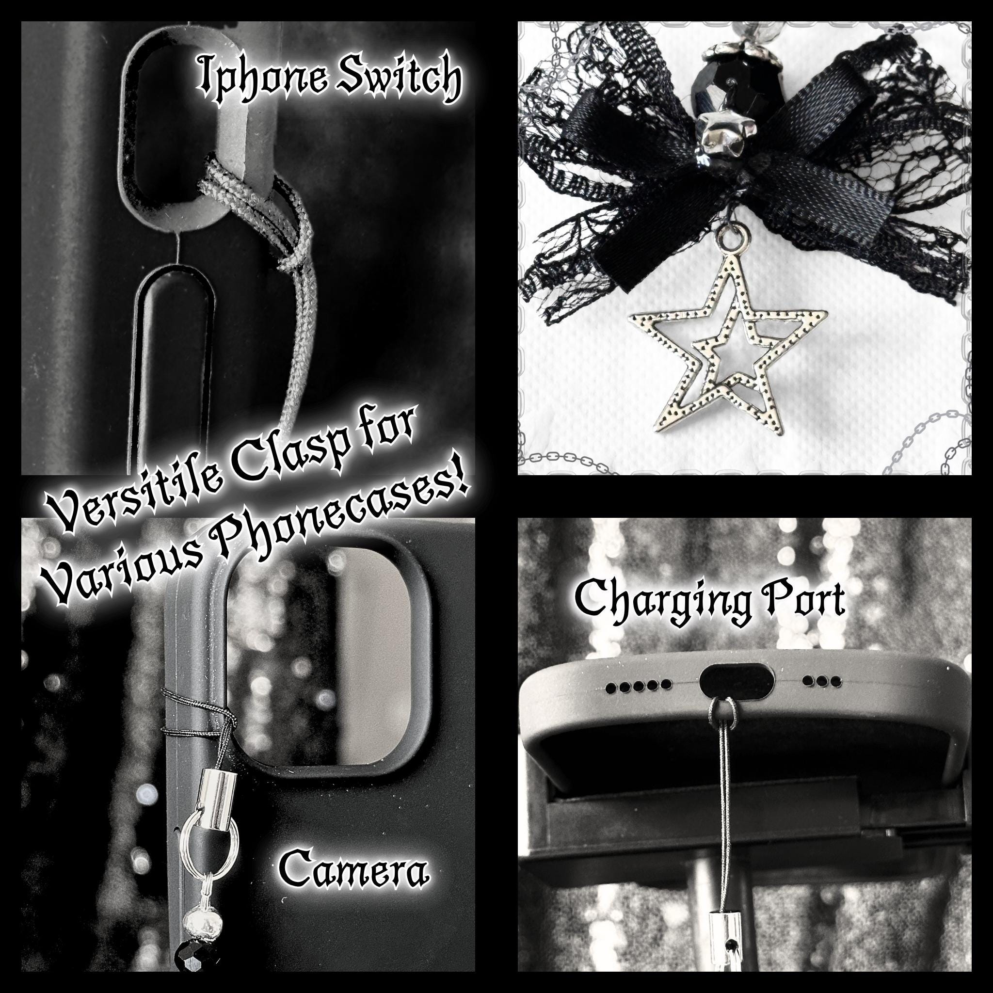 Gothic Star Lace Phone Charm