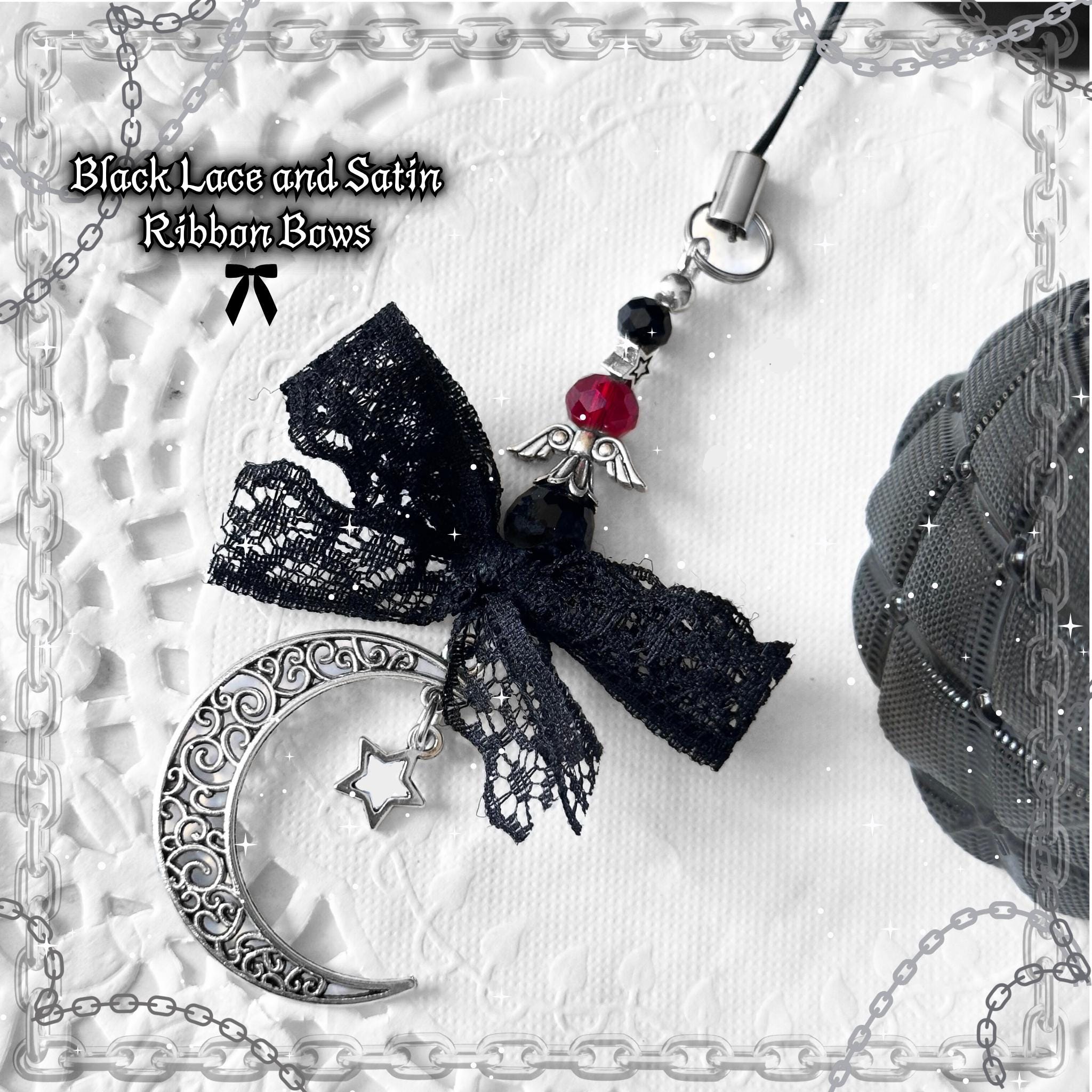 Gothic Red Moon & Star Phone Charm
