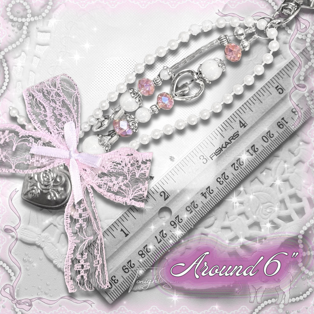 Coquette Locket Purse Charm – Pink Lace Bow, Angel Wing Keychain