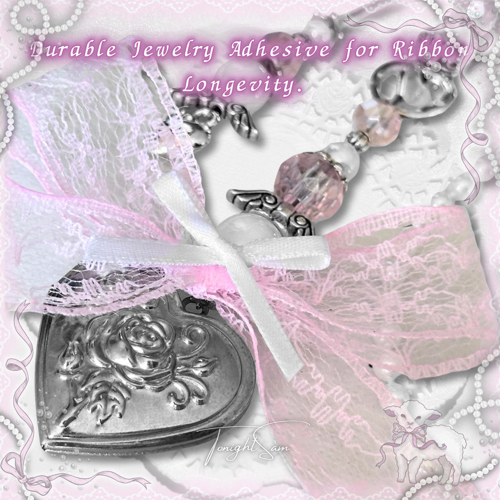 Coquette Locket Purse Charm – Pink Lace Bow, Angel Wing Keychain