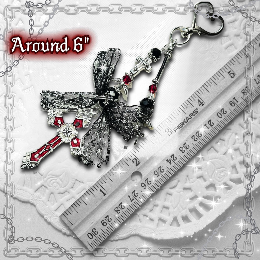 Gothic Red Cross Bag Charm
