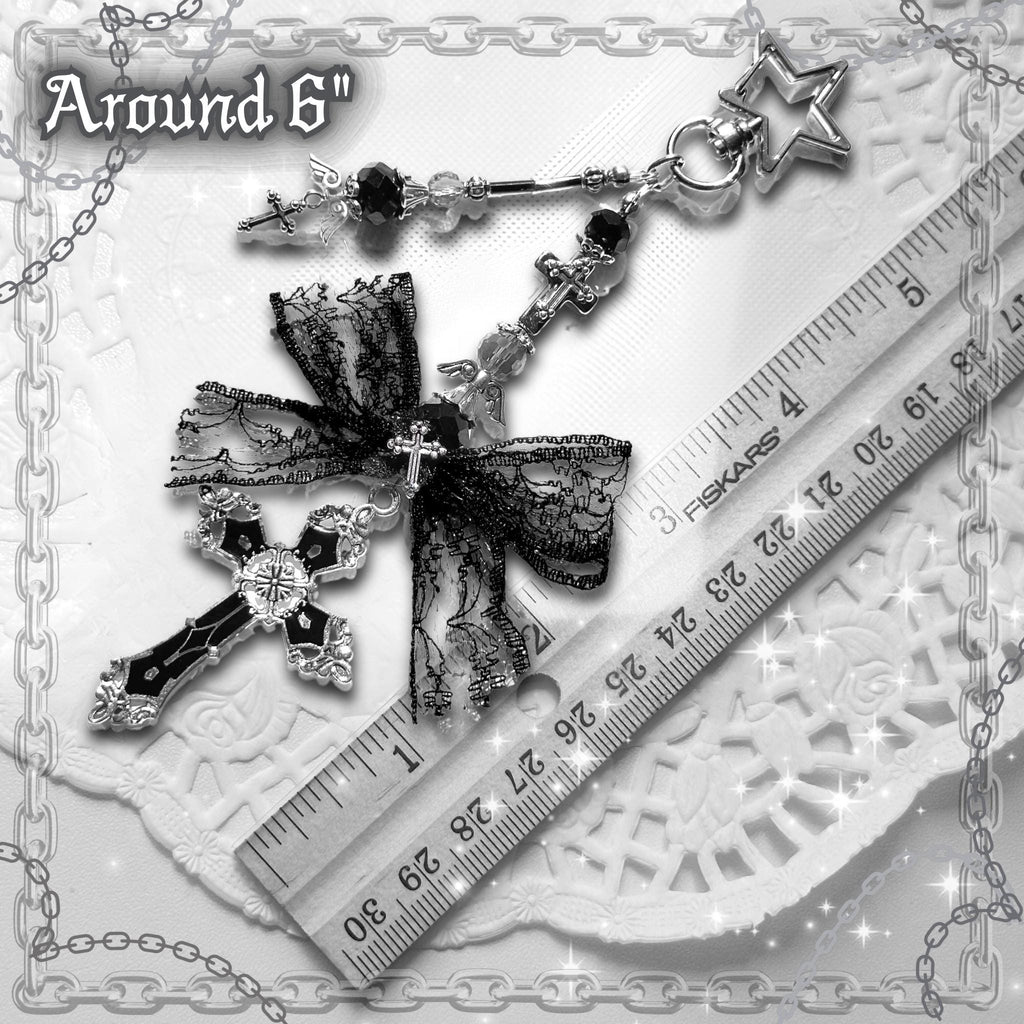 Gothic Black Cross Bag Charm