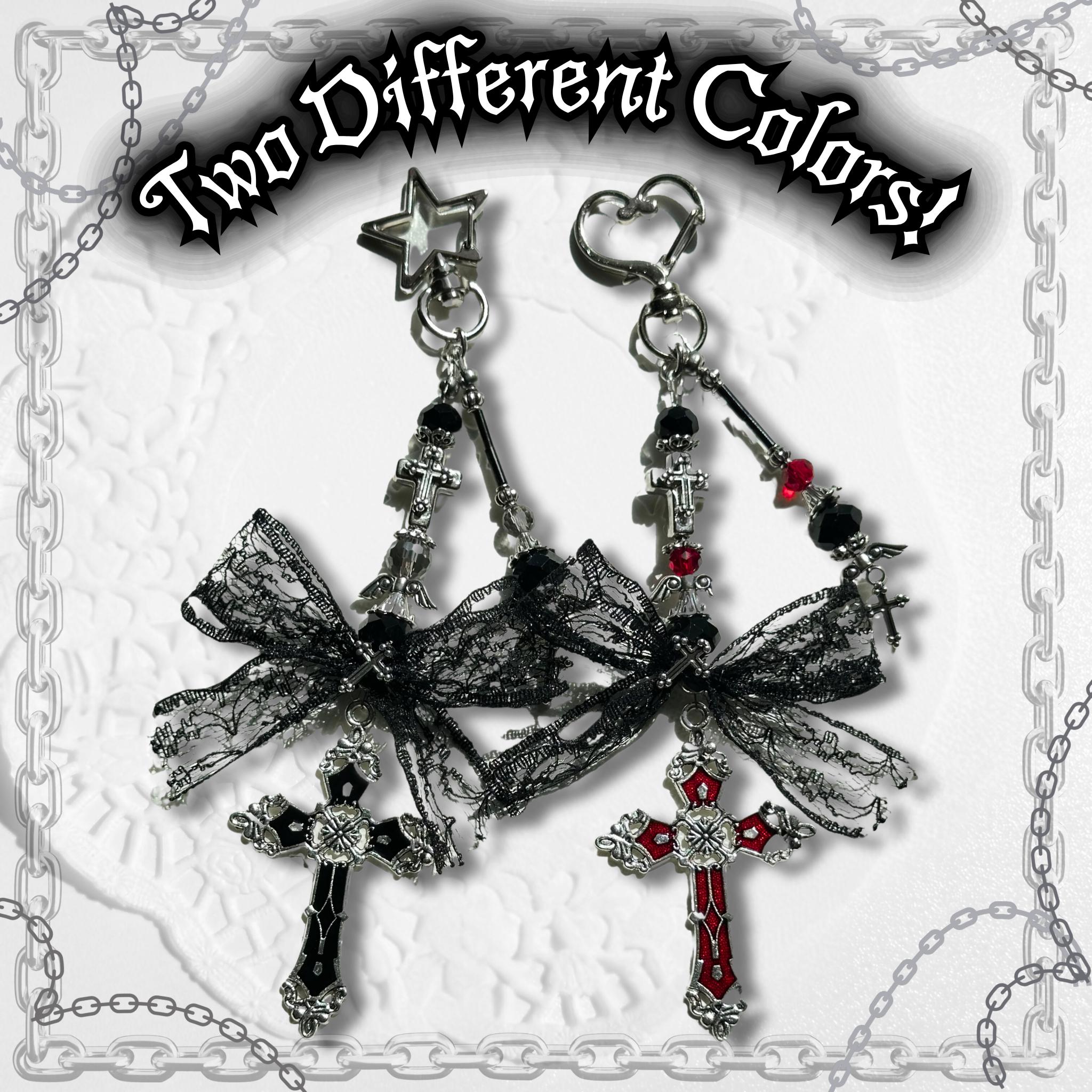 Gothic Black Cross Bag Charm