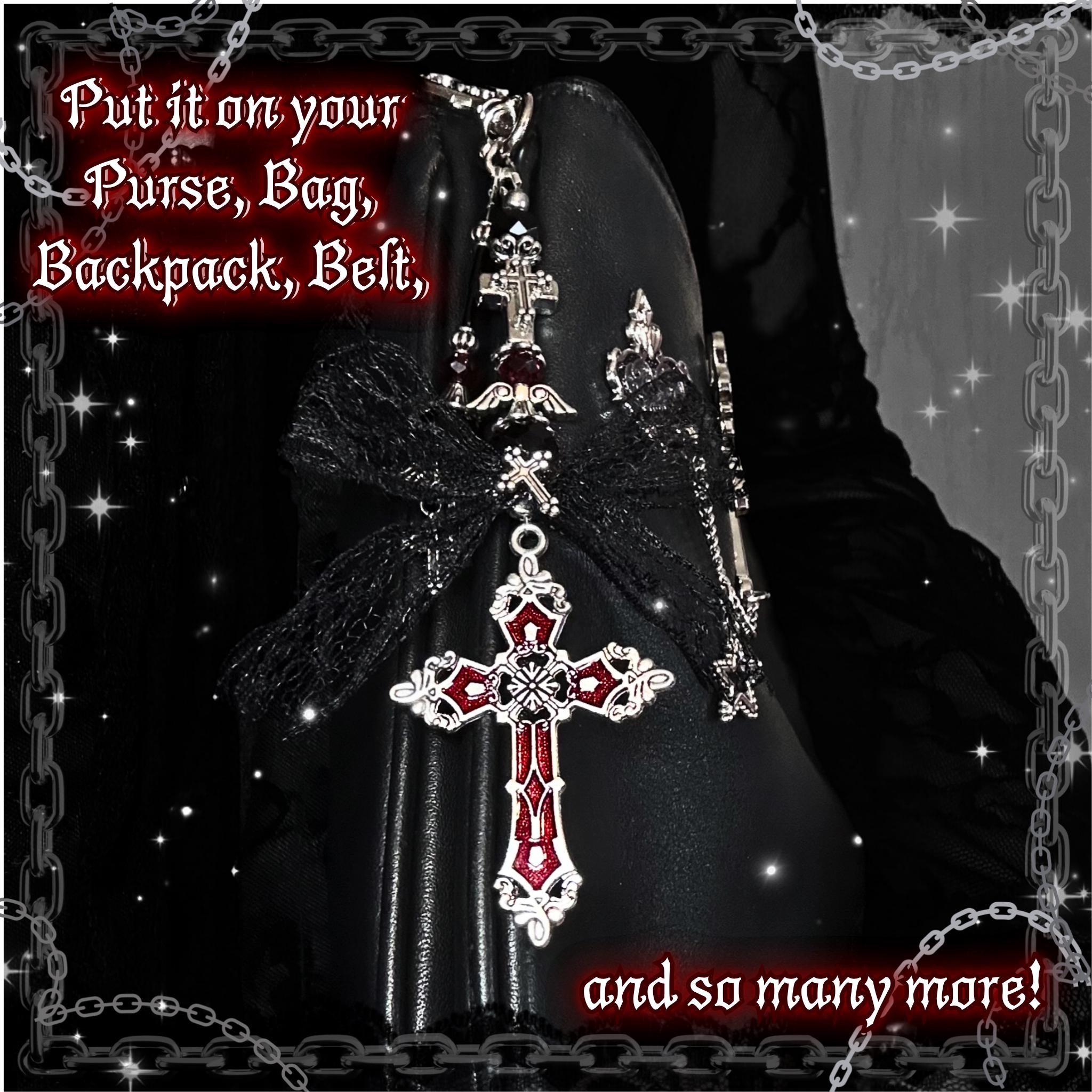 Gothic Red Cross Bag Charm