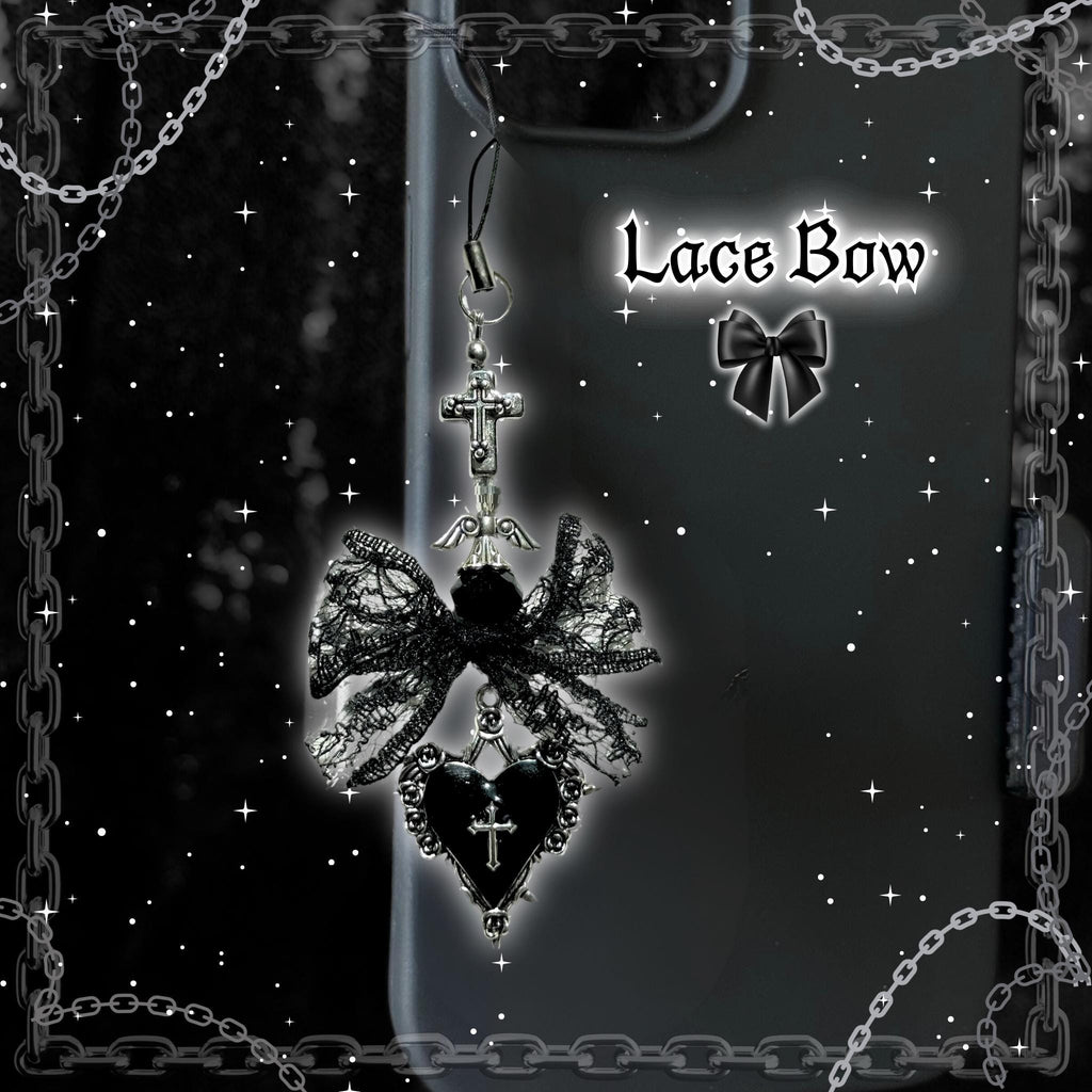Gothic Vampire Phone Charm: Black Beaded Phone Strap, Spooky Alt Accessory