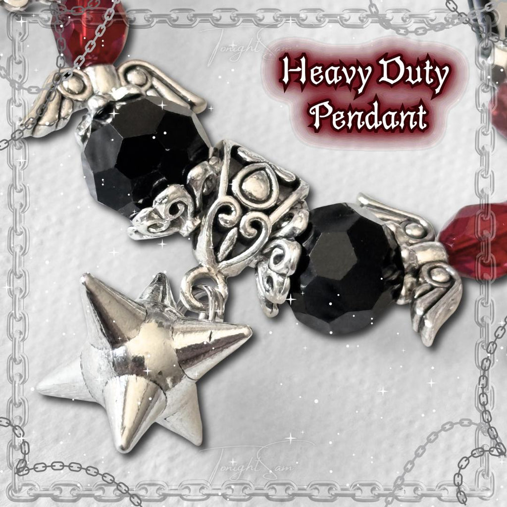 Gothic Beaded Bracelet, Red Black Cross Charm, Vampire Jewelry