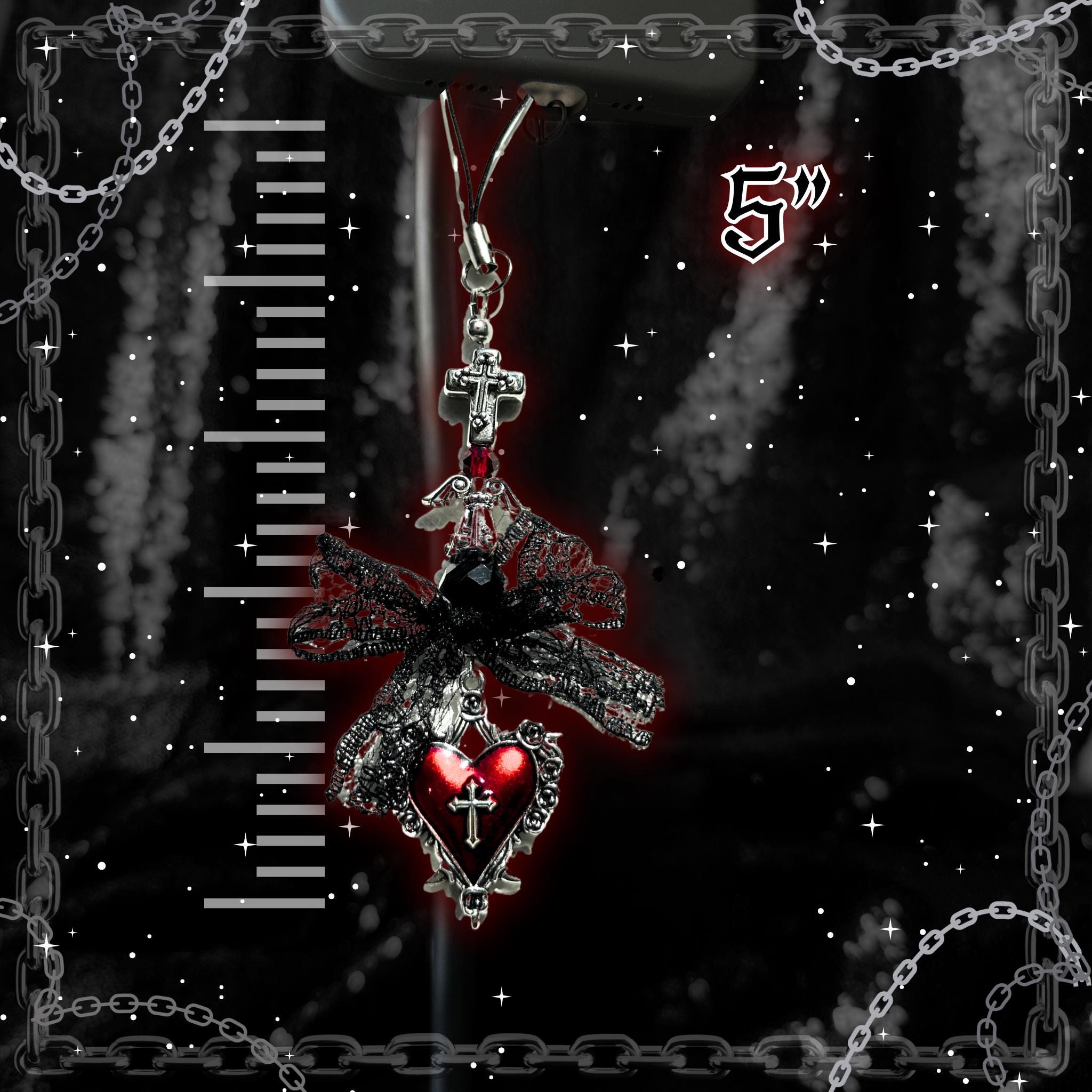 Gothic Red & Black Phone Charm