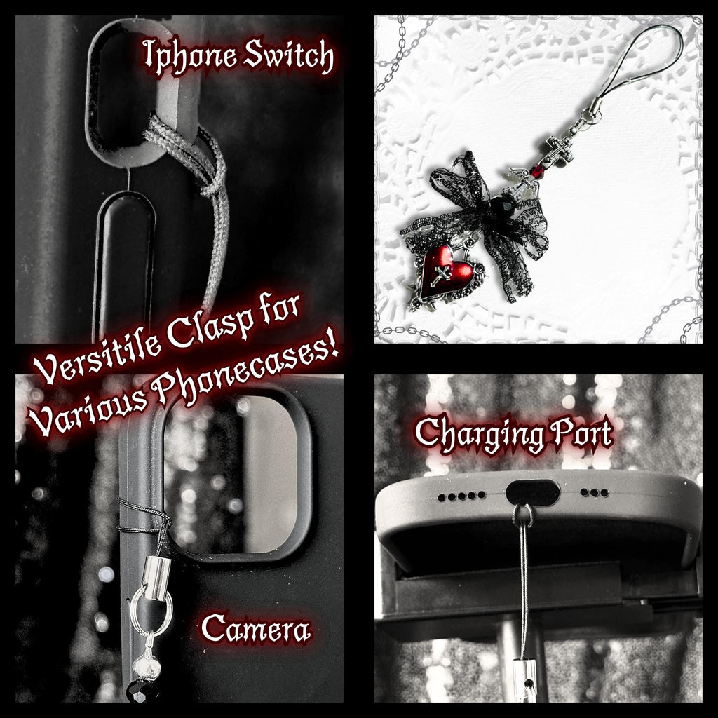 Gothic Red & Black Phone Charm