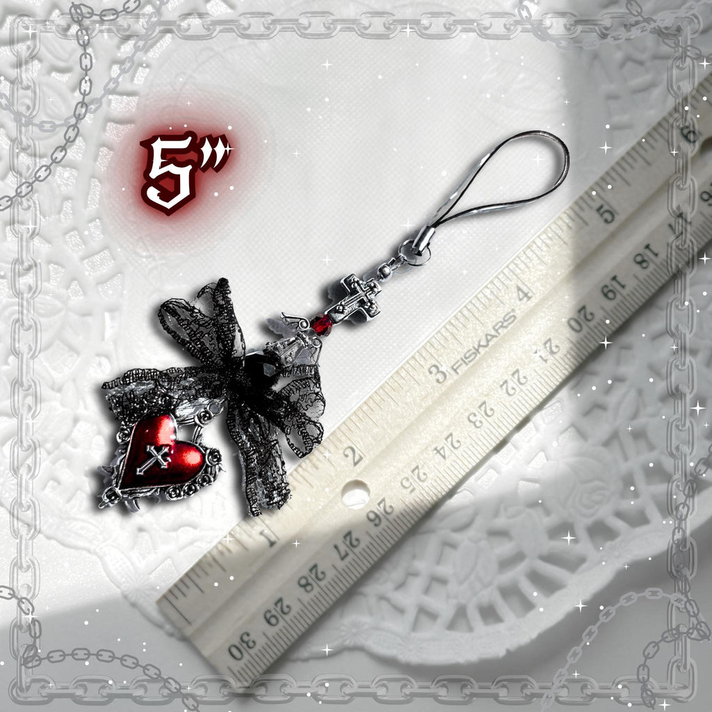 Gothic Red & Black Phone Charm