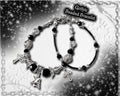 Gothic Beaded Bracelet, Cross Charm, Angel Wing, Y2K Punk Jewelry