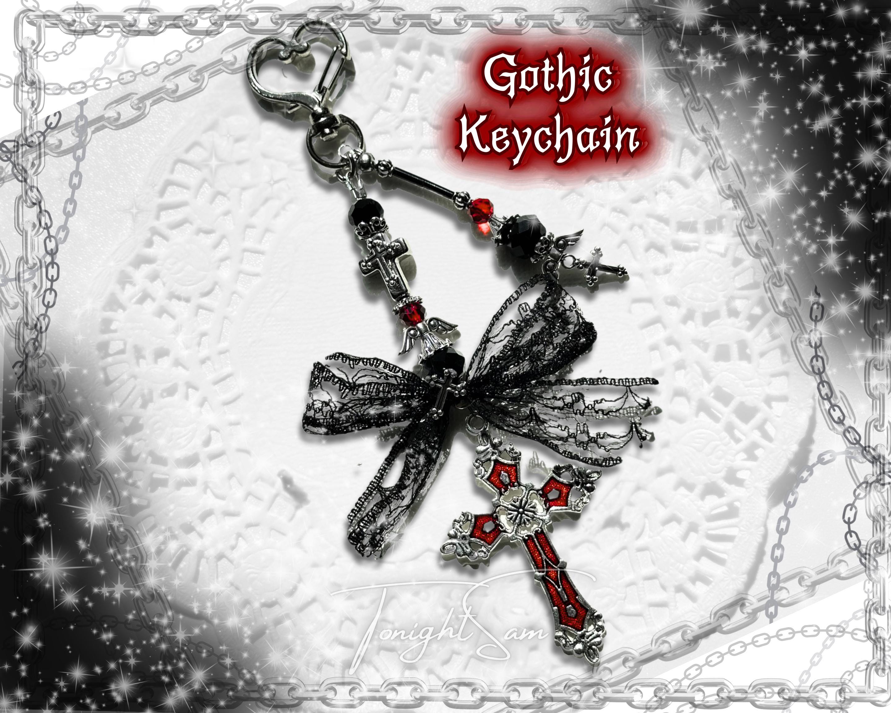 Gothic Red Cross Bag Charm
