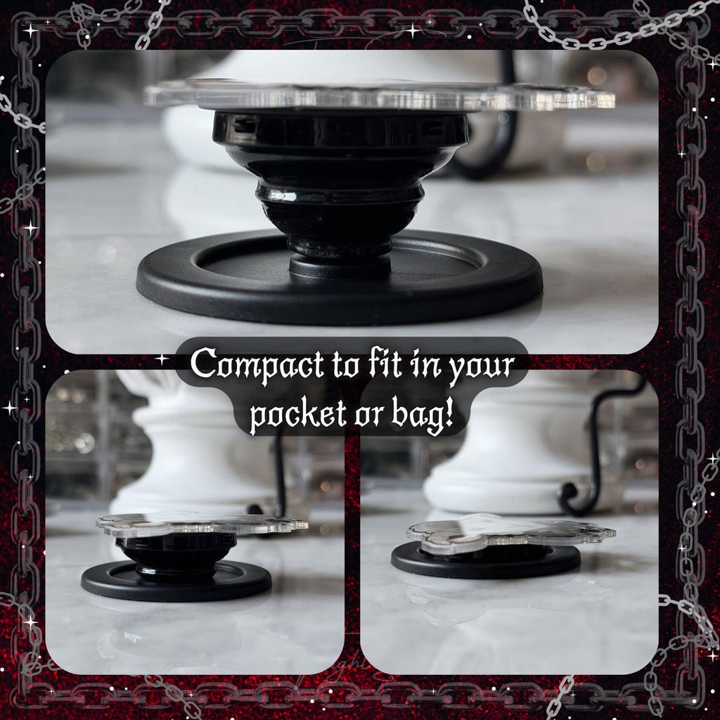 Gothic Magnetic Phone Grip Stand | Vampire Spider Cameo Design | Goth Victorian Frame