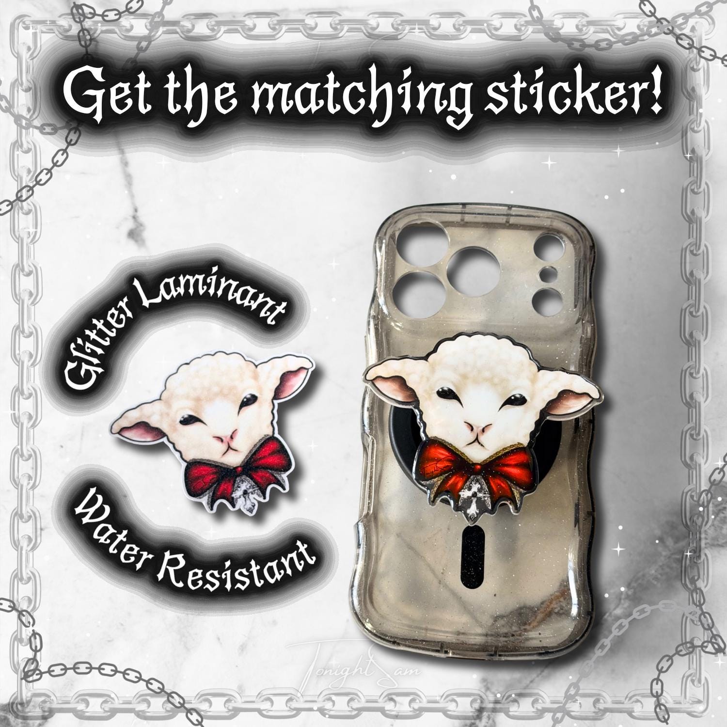 Gothic Lamb Magnetic Grip Stand, Phone Holder, Gothcore Accessory