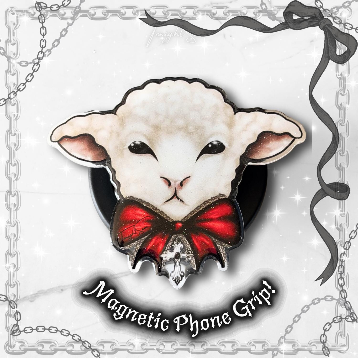 Gothic Lamb Magnetic Grip Stand, Phone Holder, Gothcore Accessory