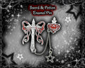 Gothic Sword and Heart Enamel Pin Set