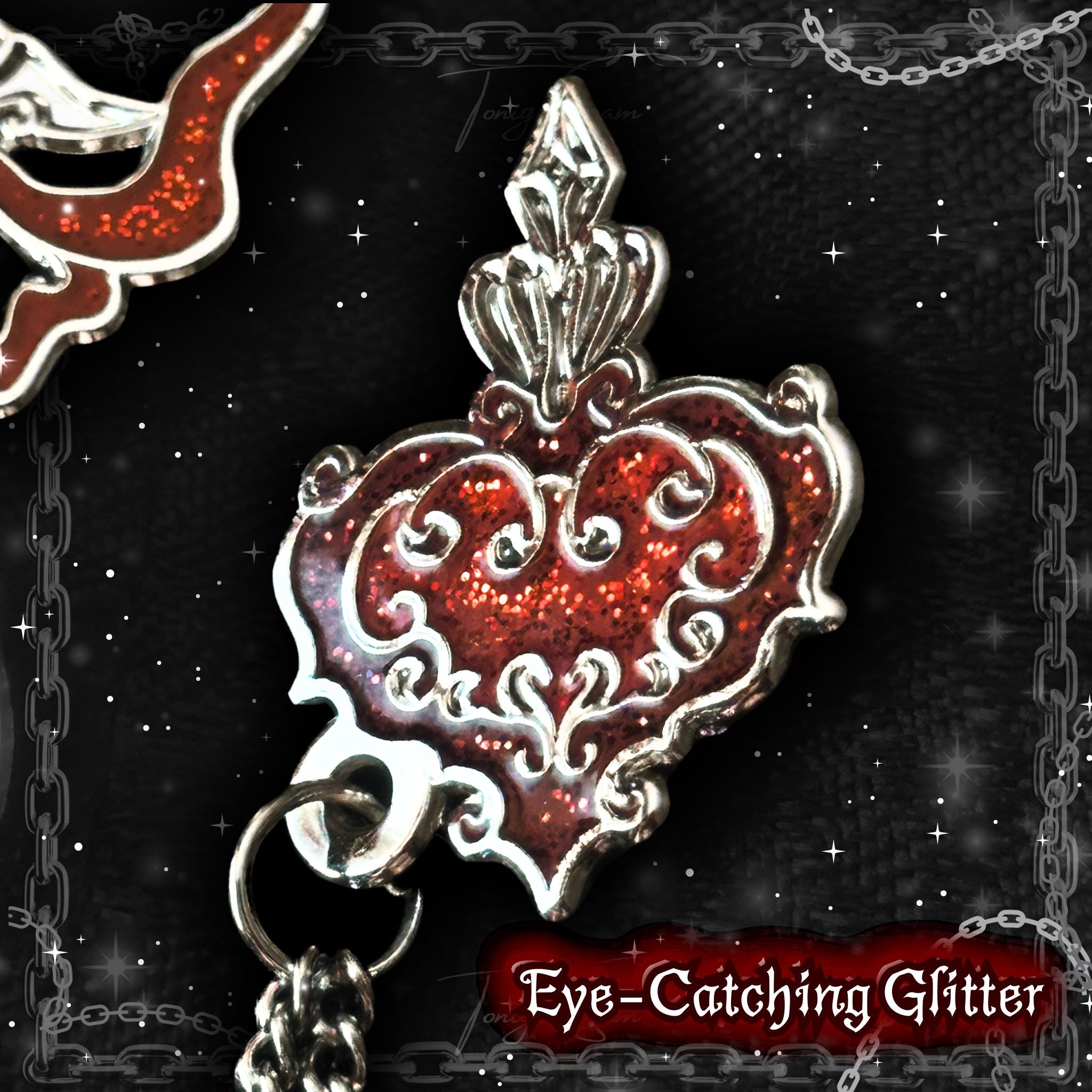 Gothic Sword and Heart Enamel Pin Set
