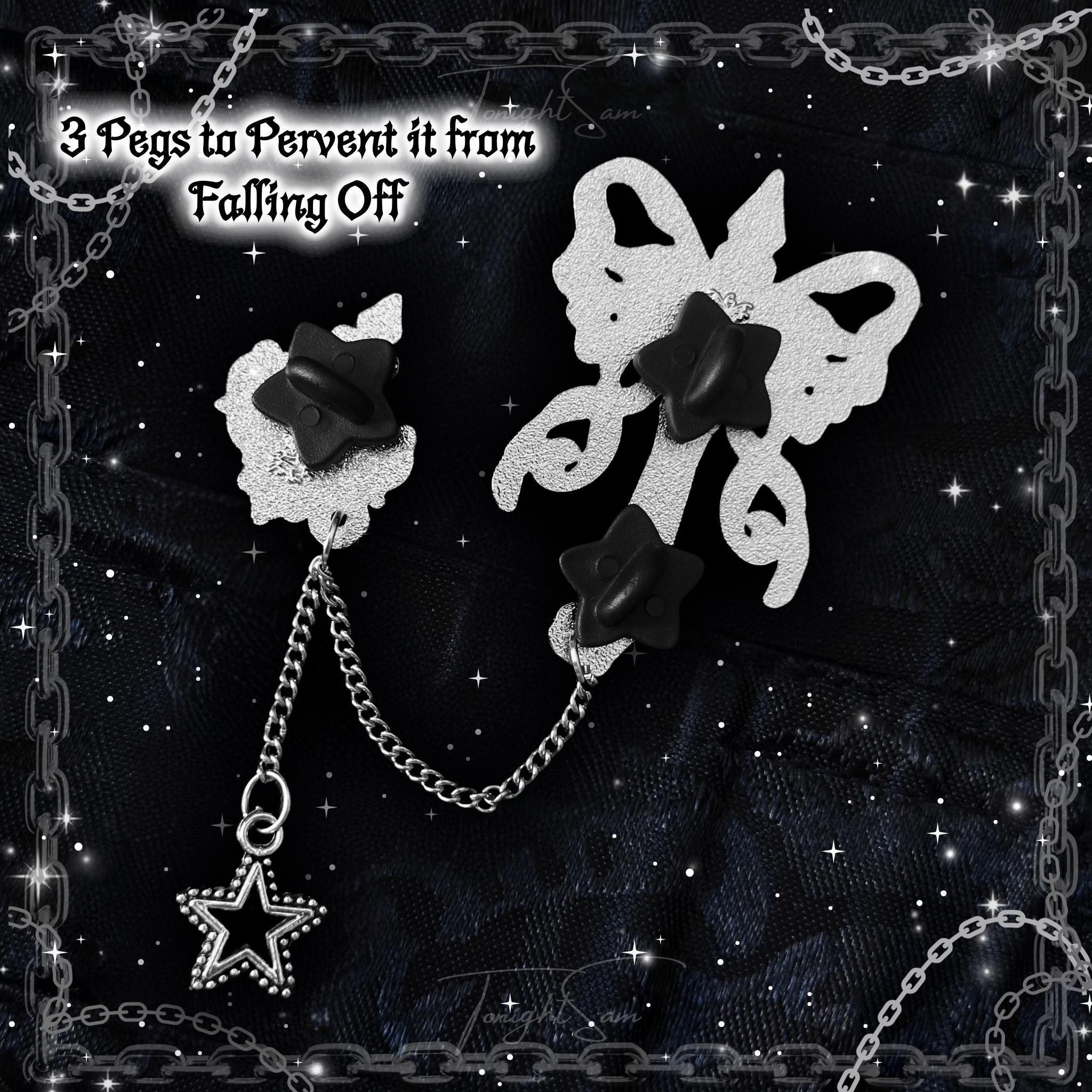 Gothic Sword and Heart Enamel Pin Set