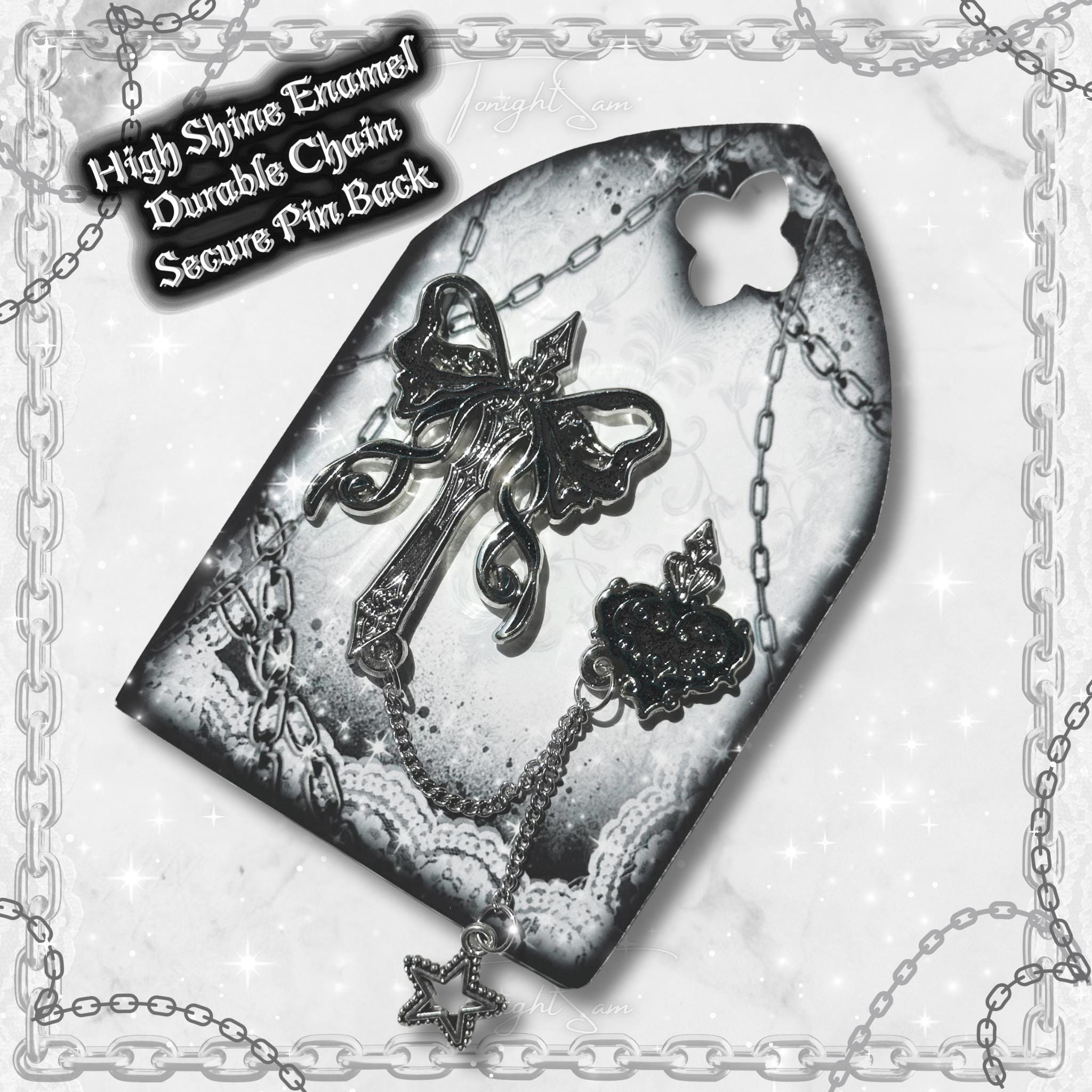 Gothic Sword & Potion Enamel Pin – Dark Fantasy Accessory for Alt Fashion
