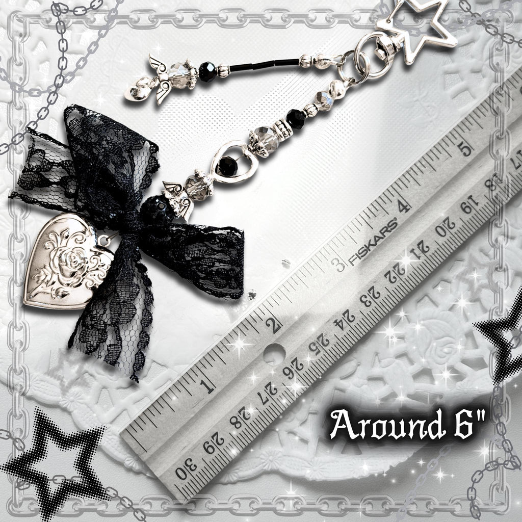 Gothic Valentine Cross Locket Keychain, Custom Photo Locket Bag Charm, Lace Y2K Goth Accessory