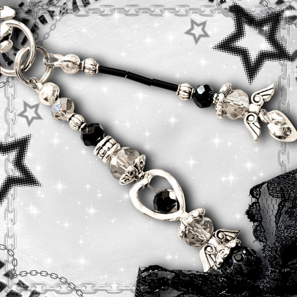 Gothic Valentine Cross Locket Keychain, Custom Photo Locket Bag Charm, Lace Y2K Goth Accessory