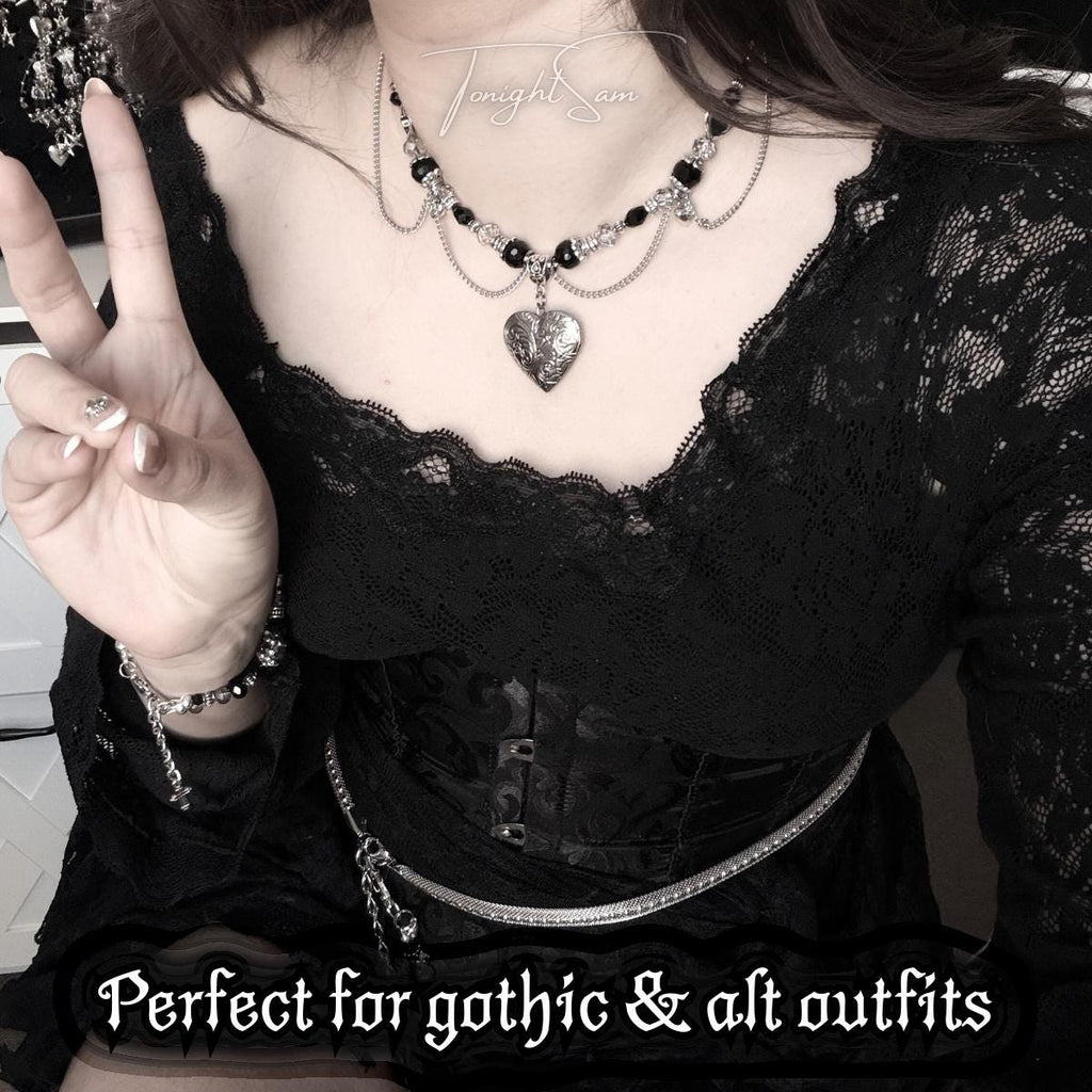 Gothic Romantic Heart Locket Necklace