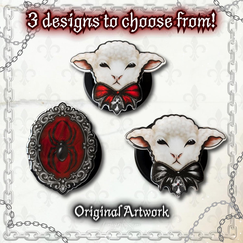 Gothic Magnetic Phone Grip Stand | Vampire Spider Cameo Design | Goth Victorian Frame