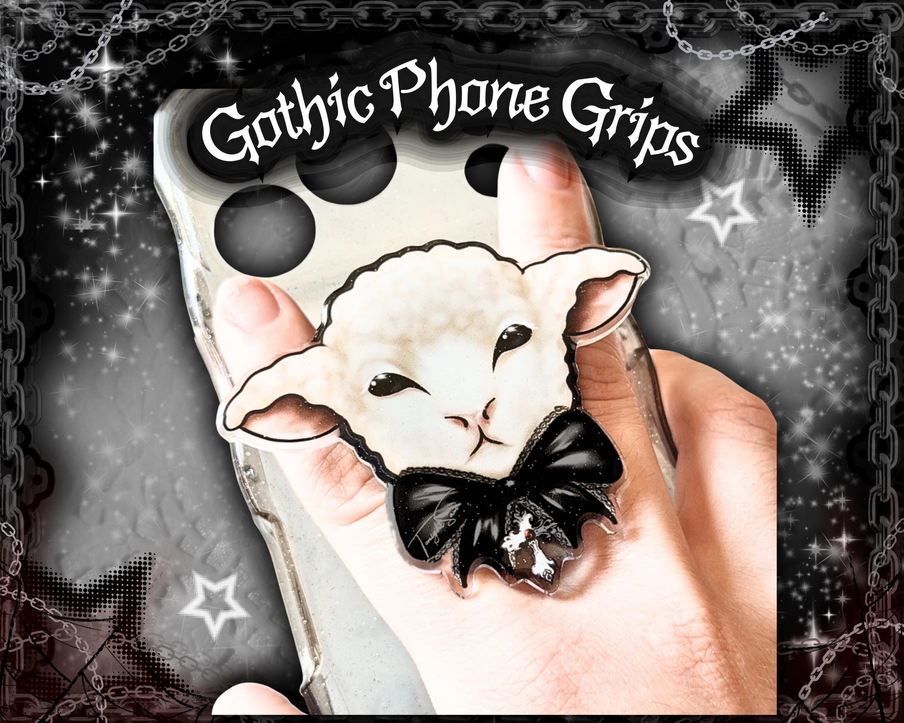 Gothic Magnetic Lamb Phone Grip Stand, Goth Phone Holder, Creepy Kawaii Gothcore Accessory