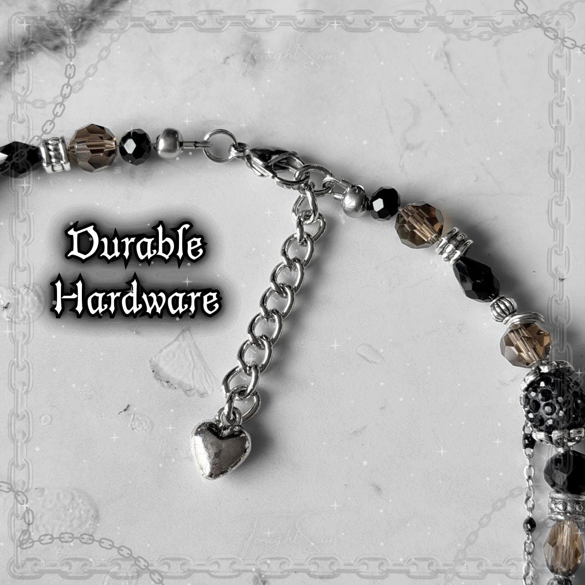 Gothic Valentine Heart Locket Necklace, Victorian Beaded Pendant Choker, Dark Romantic Personalized Jewelry