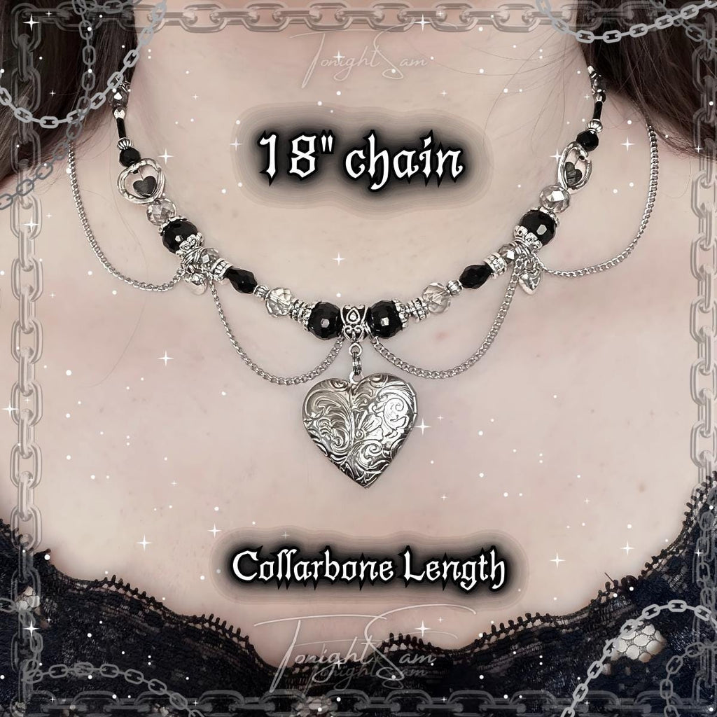 Gothic Romantic Heart Locket Necklace