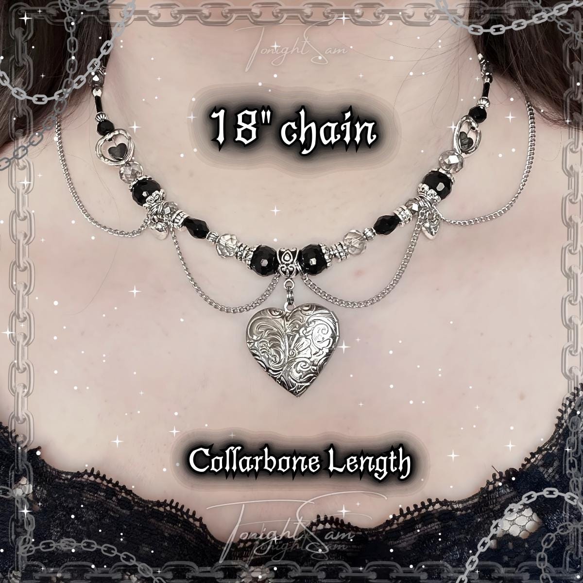 Gothic Romantic Heart Locket Necklace