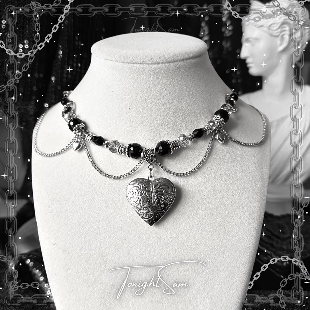 Gothic Romantic Heart Locket Necklace
