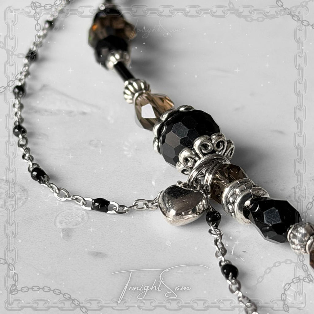 Gothic Valentine Heart Locket Necklace, Victorian Beaded Pendant Choker, Dark Romantic Personalized Jewelry