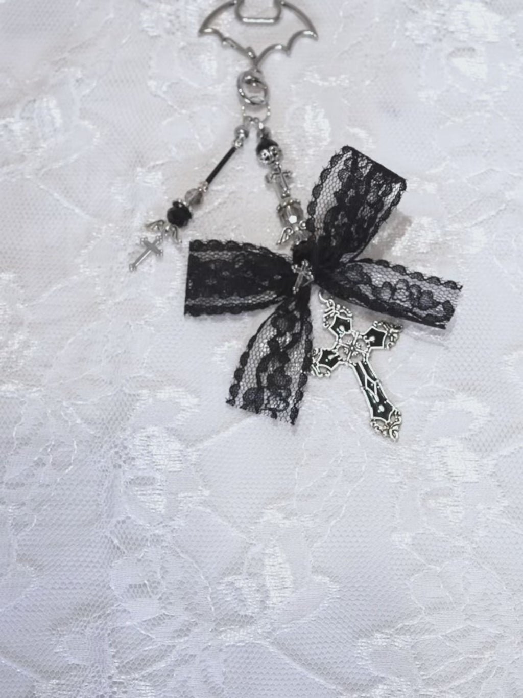 Gothic Black Cross Bag Charm